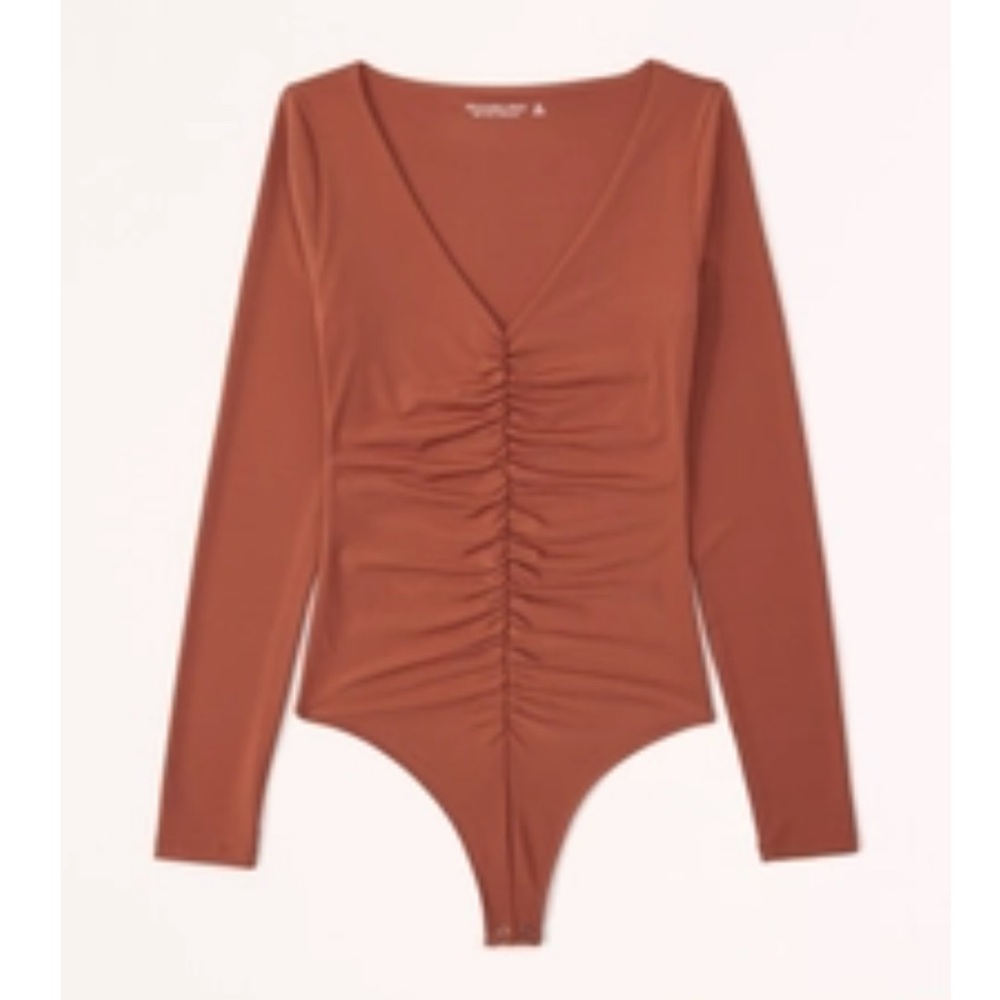 Abercrombie Long-Sleeve Ruched V-Neck Bodysuit Size Small NWT